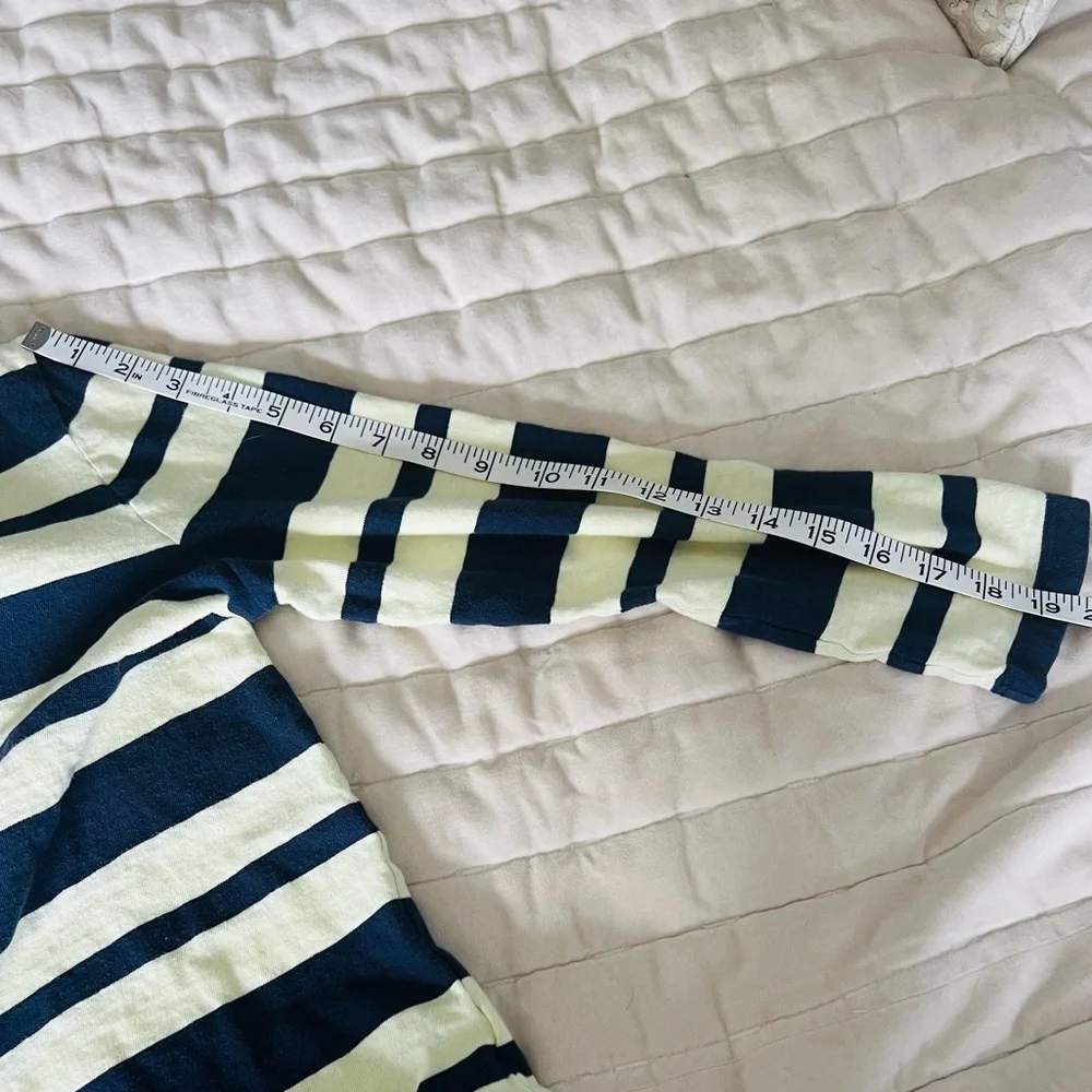 J. CREW Painter slub cotton boatneck T-shirt Yellow Navy Blue Stripe Size Medium